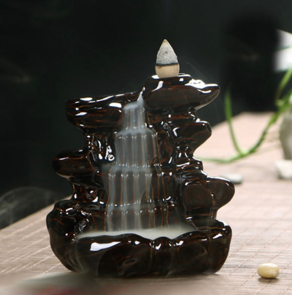 Ceramic Back flow incense burner and Incense  - Waterfall